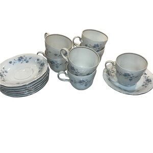 VTG Tea Cups Haviland Blue Garland China, (Backstamp) by JOHANN HAVILAND.